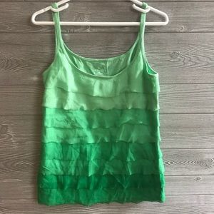 NY&C Green fade layered ruffle tank top.
